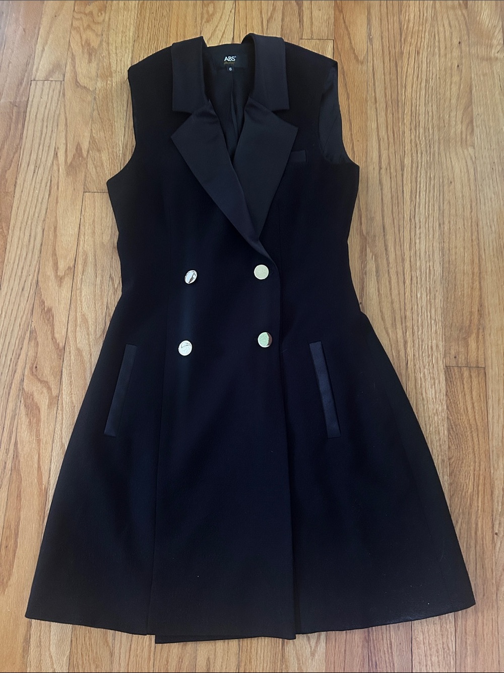 ABS Sleeveless Double-Breasted Black Dress